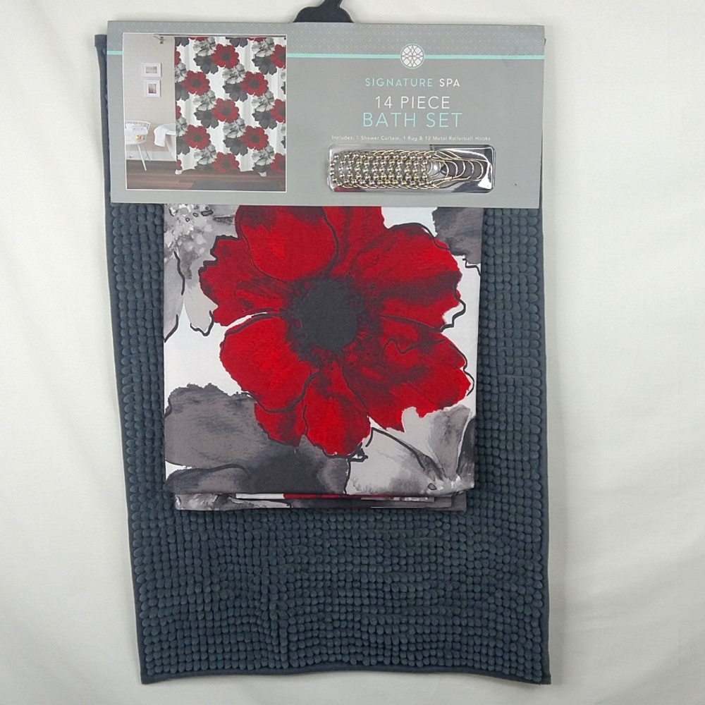 Bathmat and Shower Curtain Set